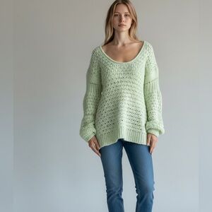 Free People Crashing Waves Pullover sweater in mint green medium